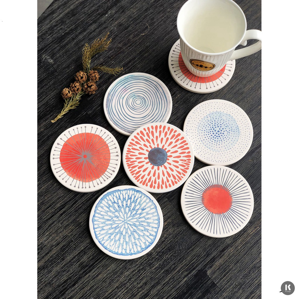 Đế Lót Ly Đá Gốm Cao Cấp, Tấm Lót Cốc Thấm Nước Họa Tiết Mandala FAMILY86