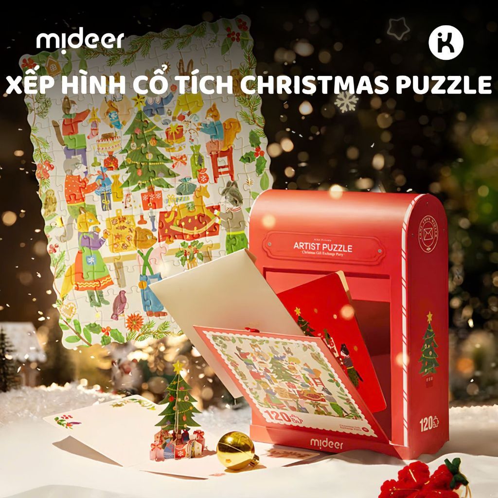 Bộ xếp hình Noel Mideer Christmas Gift box puzzle
