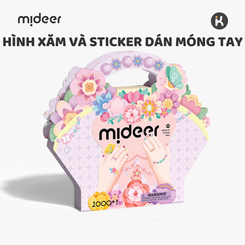 Hình xăm, sticker dán móng tay cho bé gái Mideer Garden Fairy Dress Up Sticker Pack 1000 miếng