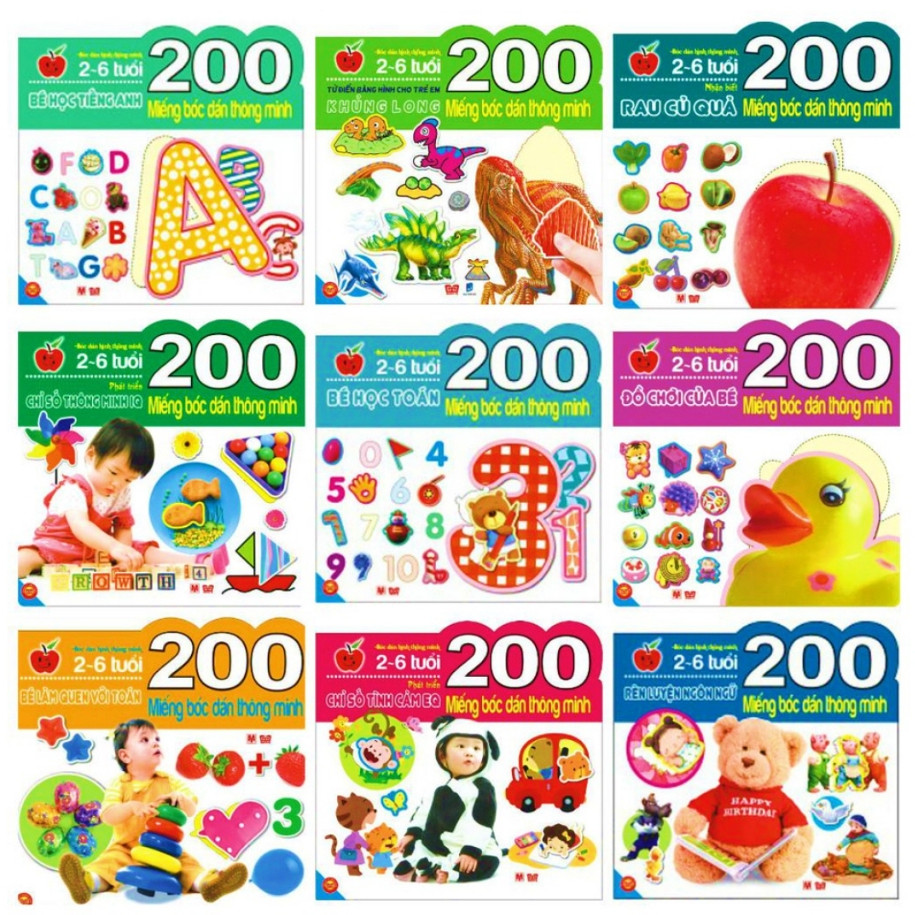 Sách - 200 Miếng Bóc Dán Thông Minh - 12 chủ đề lựa chọn - Dành cho trẻ từ 2-6 tuổi