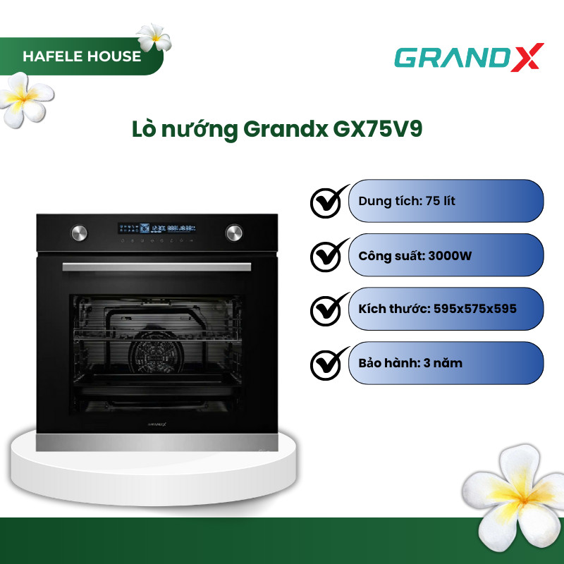 Lò Nướng Âm Tủ GrandX GX75V9 – Dung Tích 75L, Công Suất 3000W, Đảm Bảo Hiệu Suất Tối Ưu - HHS