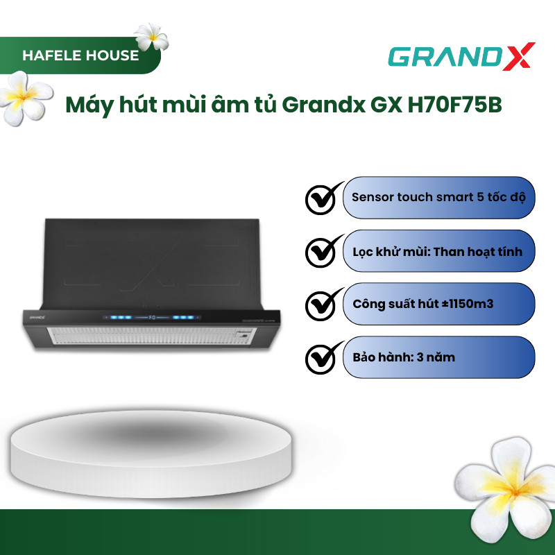 Máy Hút Mùi Âm Tủ Tự Động Mở Optima GrandX GX H70F75B – 70cm, Hệ Thống Hút Xả Linh Hoạt - HHS