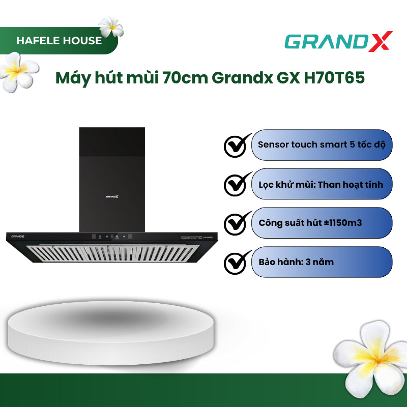 ​Máy Hút Mùi Áp Tường Chữ T Lite GrandX GX H70T65 – 70cm, Công Suất Hút Mạnh Mẽ 980m³/h- HHS