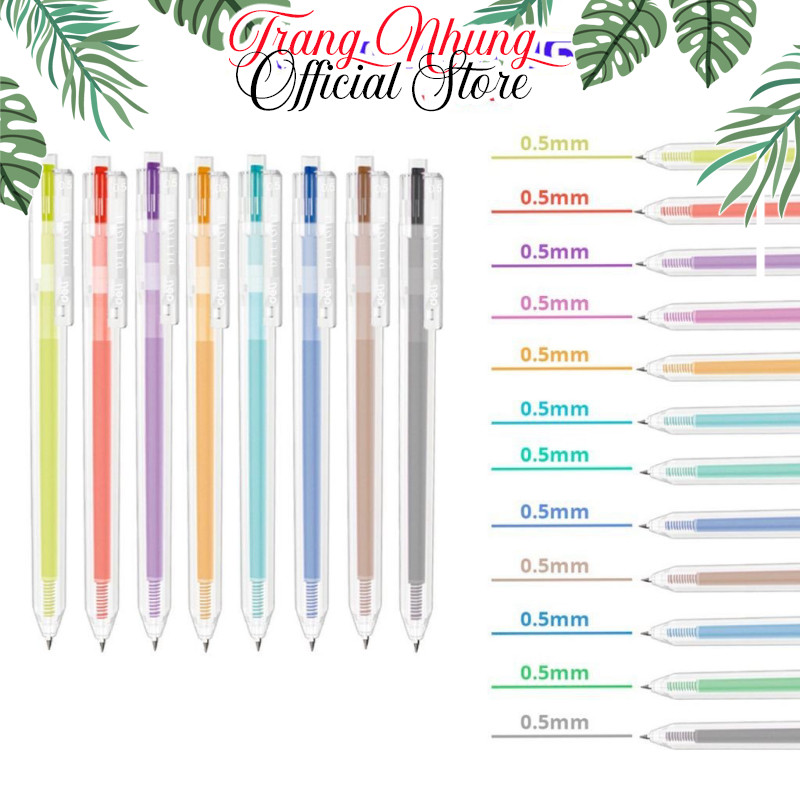 Set 05 Chiếc Bút bi nước mực gel bấm nhiều màu 0.5mm Delight Deli G118 / Ruột thay thế S206