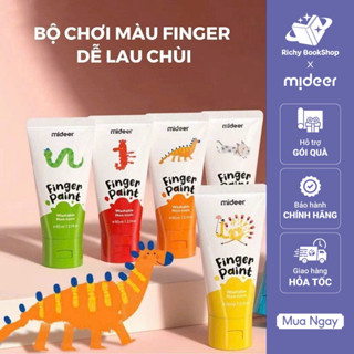  Finger Paint Mideer bộ màu kèm sổ vẽ tay cho bé chính hãng an toàn kèm bộ cọ vẽ màu nước 
