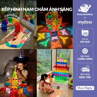  Đồ Chơi Xếp Hình Nam Châm Sắc Màu Phản Chiếu Ánh Sáng - Colorful Magnetic Tiles Mideer 
