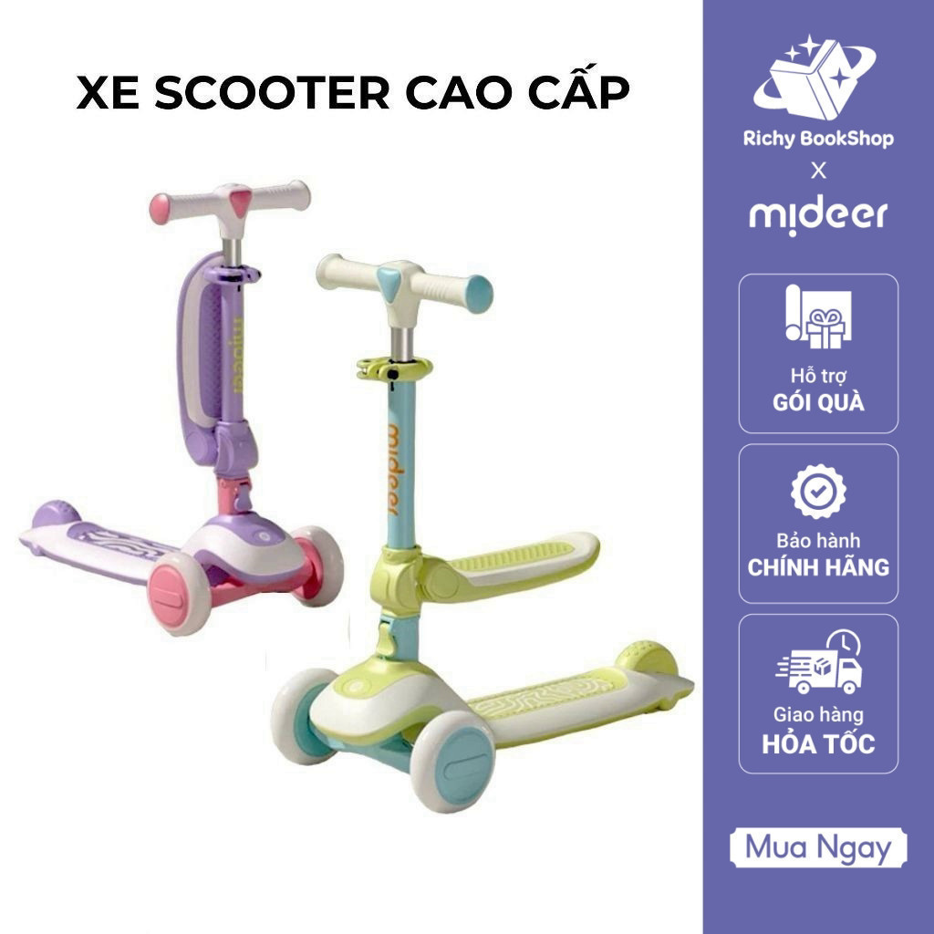 Xe Trượt Scooter Mideer Cao Cấp gấp gọn có ghế ngồi cho bé
