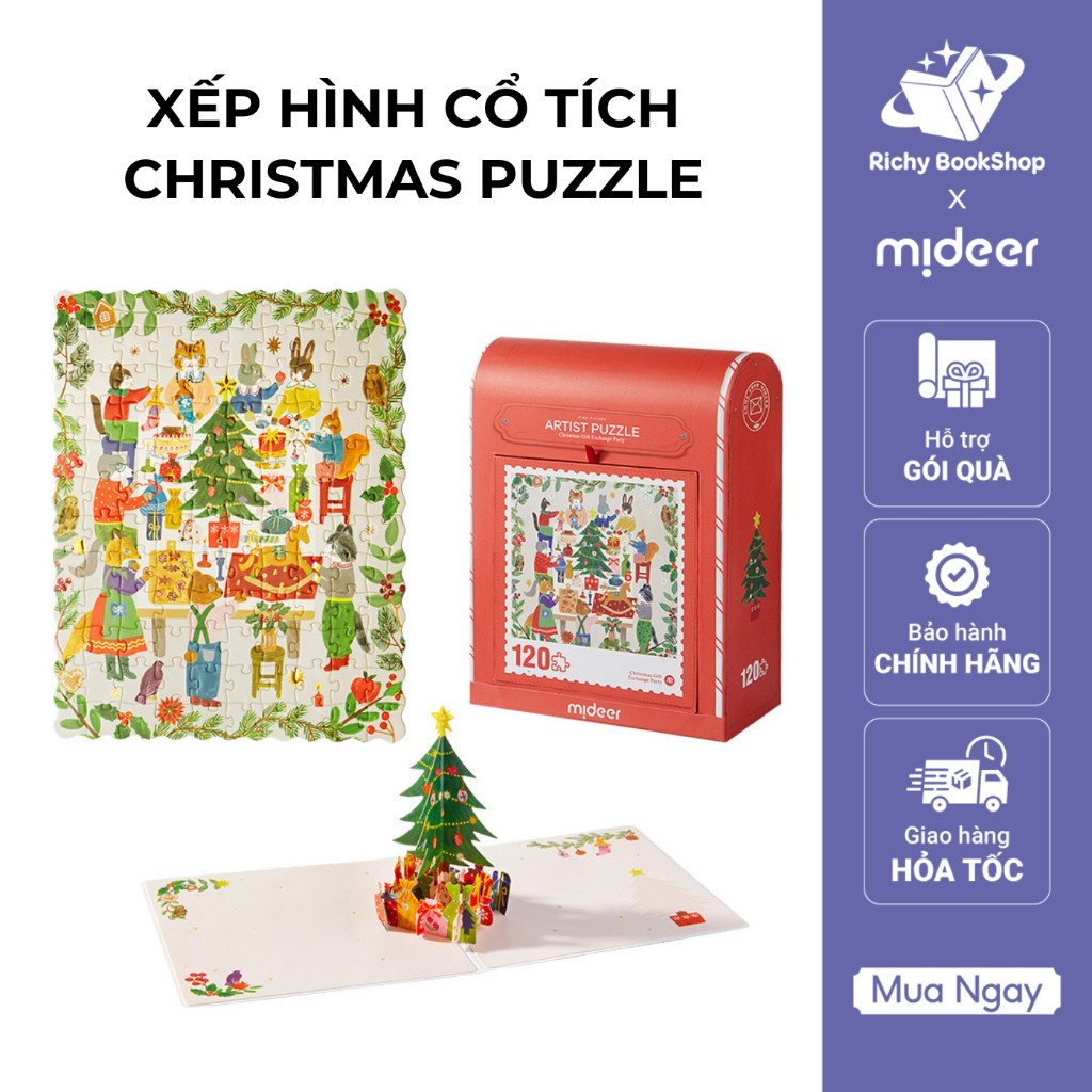Bộ xếp hình Noel Mideer Christmas Gift box puzzle