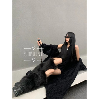   đủ màu  tất vớ ống chân lông giả nhân tạo giữ ấm mùa đông phong cách Y2K 