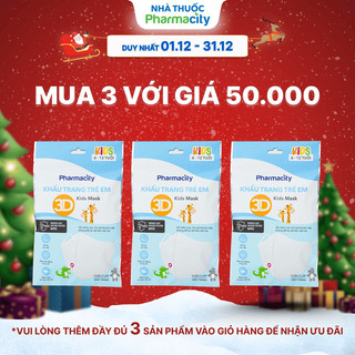  Khẩu trang 3D trẻ em 6-12 tuổi Pharmacity  Gói 5 cái  