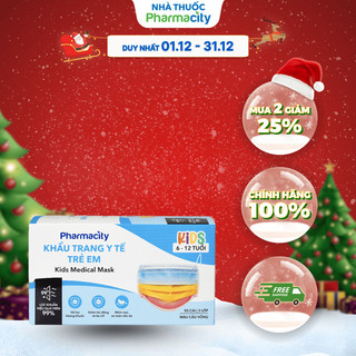  Khẩu trang y tế 3 lớp trẻ em 6-12 tuổi Pharmacity  Hộp 50 cái  màu cầu vồng 
