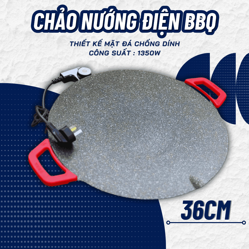 Chảo Nướng Đá BBQ Điện – Mặt Đá Chống Dính Cao Cấp, Điều Chỉnh Nhiệt Độ, Tiện Lợi Sử Dụng