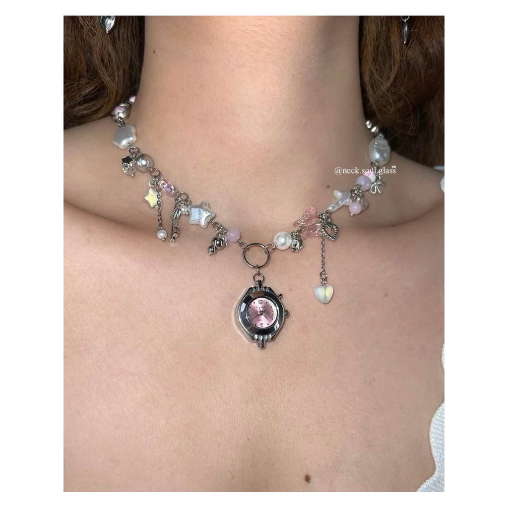 neck.soul.glass | Dây Chuyền/Vòng Cổ Mặt Đồng Hồ Nữ ♡ Y2K Watch Necklace (Đọc Kĩ Mô Tả)