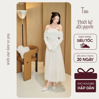  TIINSTORE Chân váy ren lưới dáng dài xoè cạp chun thanh lịch phong cách Hàn Quốc freesize GC25029 