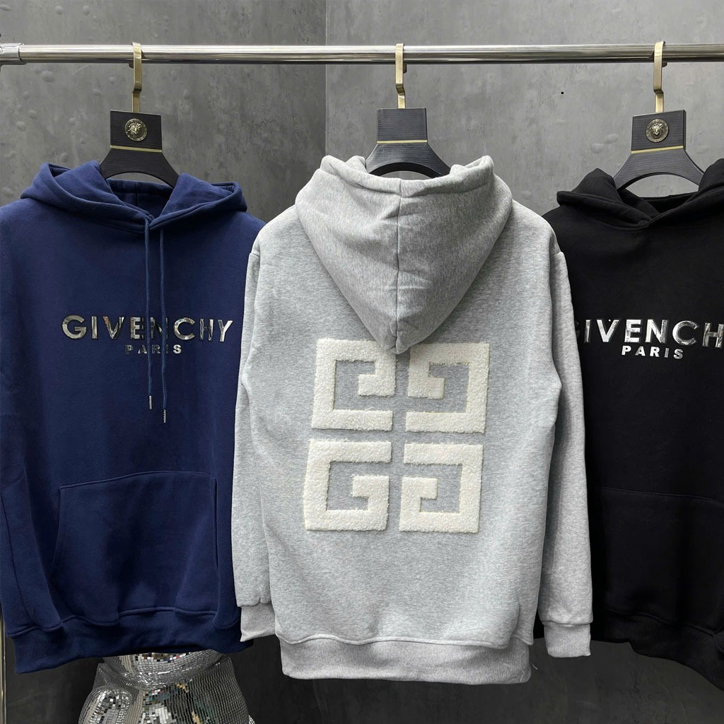 Áo hoodie Givenchy thêu xù in nổi mặt trước tráng gương lấp lánh hottrend CHINH