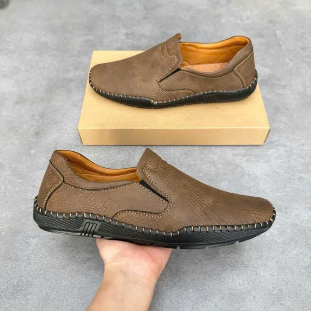 ```Giày Lười Nam Chất Da Bò Cao Cấp Khâu Tay Đủ Size, Phù Hợp Mọi Phong Cách Thời Trang```