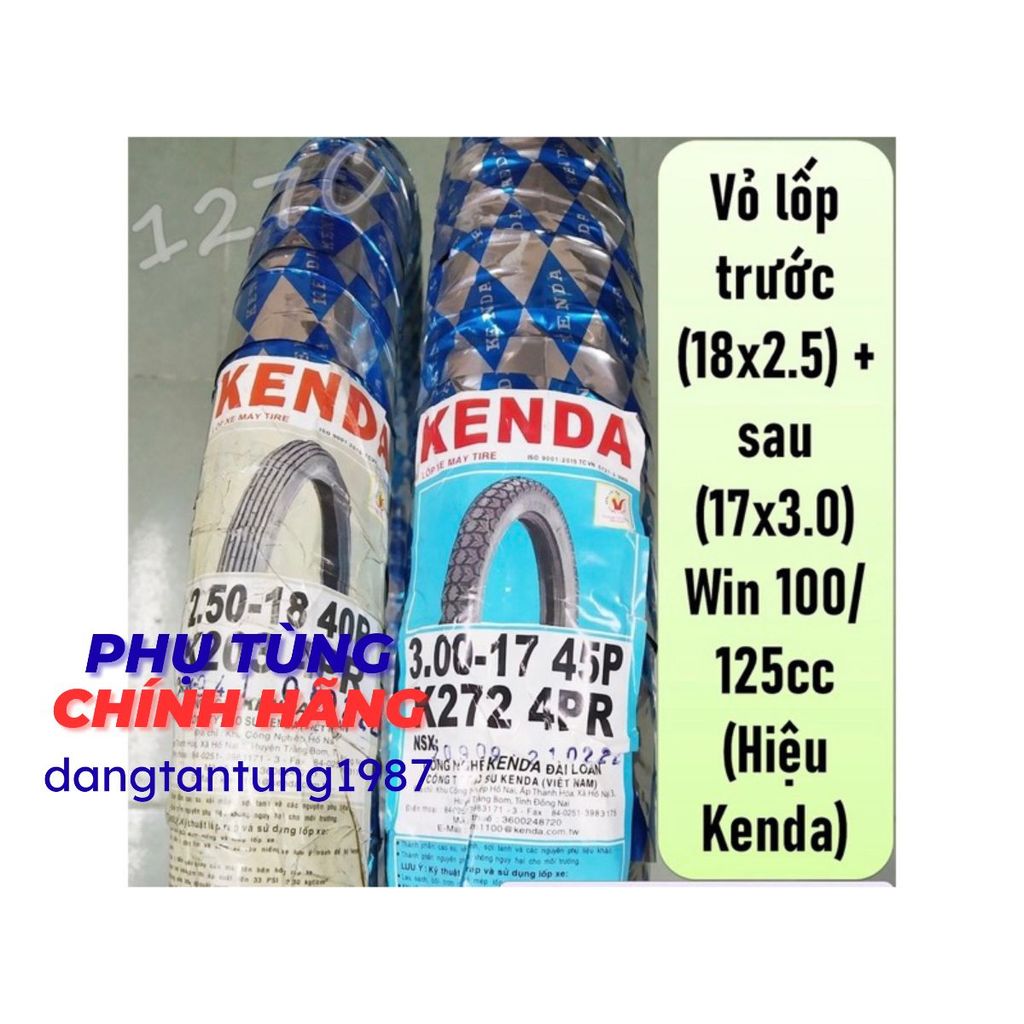 [HCM] Vỏ lốp trước 18x2.50 & sau 17x3.0 Win 100/ 125cc (Hiệu Kenda)