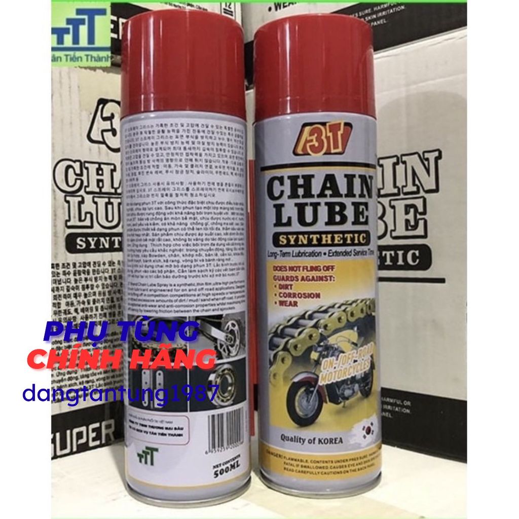 Chai Xịt bôi trơn và bảo dưỡng xích 3T Chain Lube 500ml( mỡ bò dạng phun )