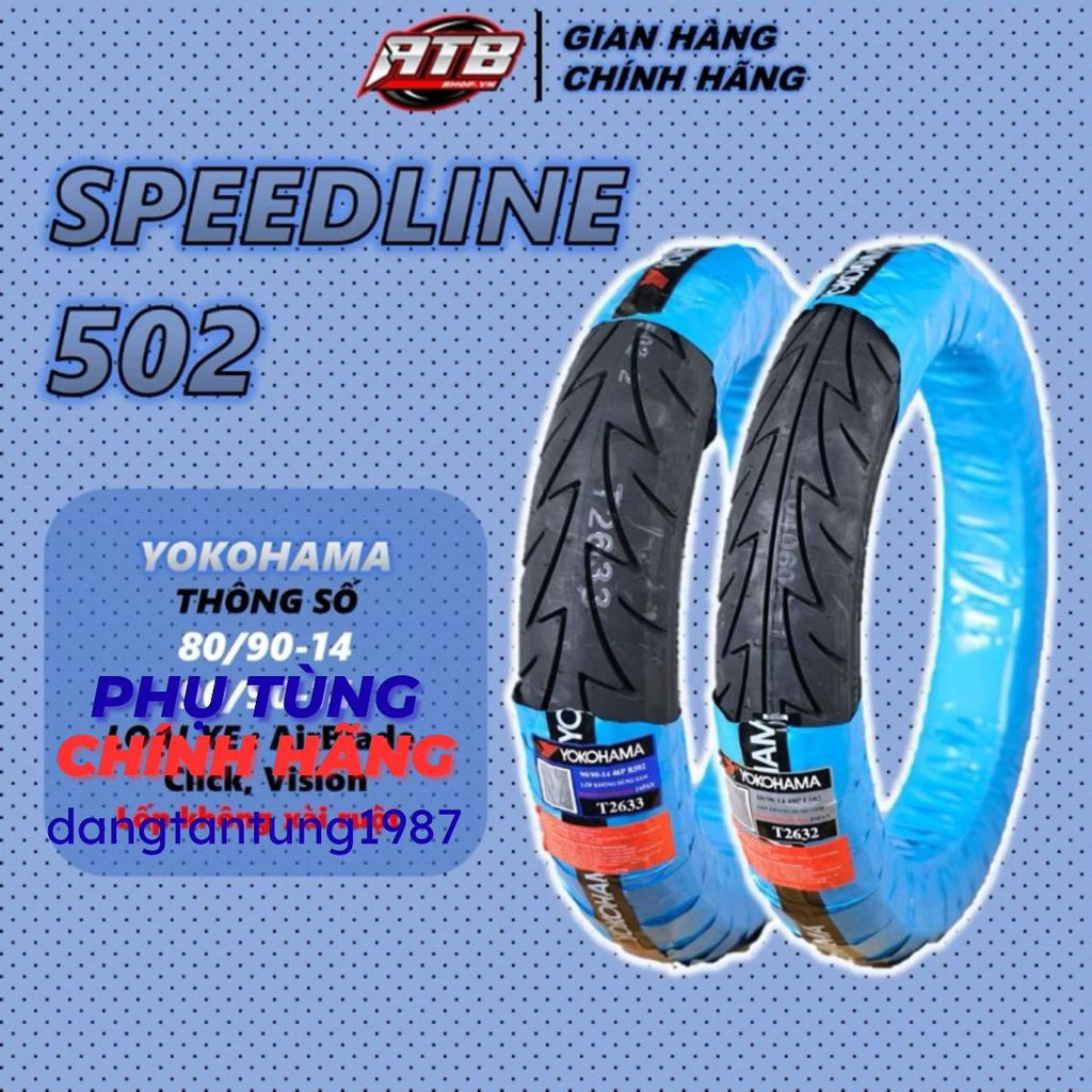 Vỏ lốp xe máy YOKOHAMA 80/90-14 | 90/90-14 TL Speedline S502