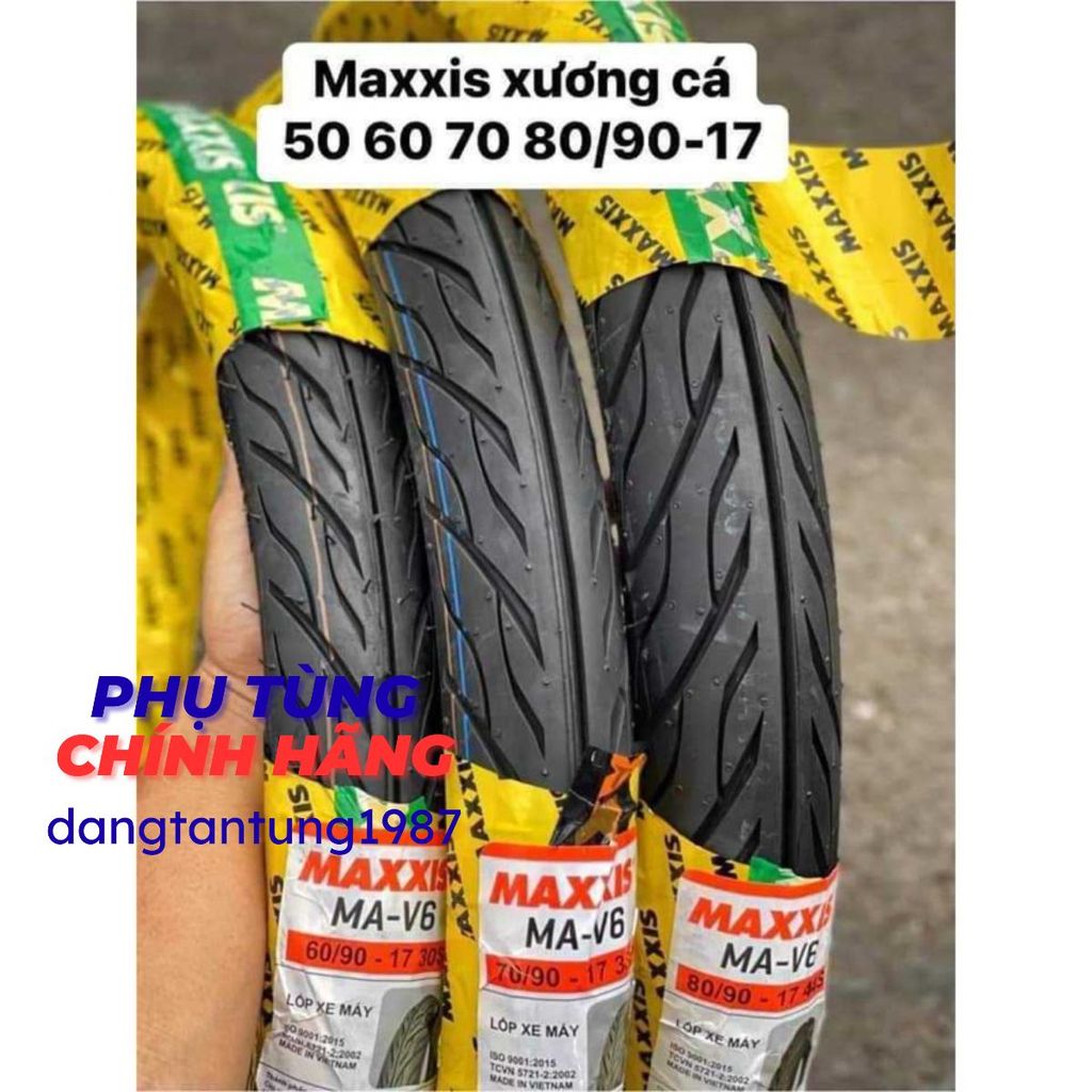 Vỏ lốp Maxxis V6 50,60/90-17 gai xương cá phượng hoàng. Vỏ dùng ruột.