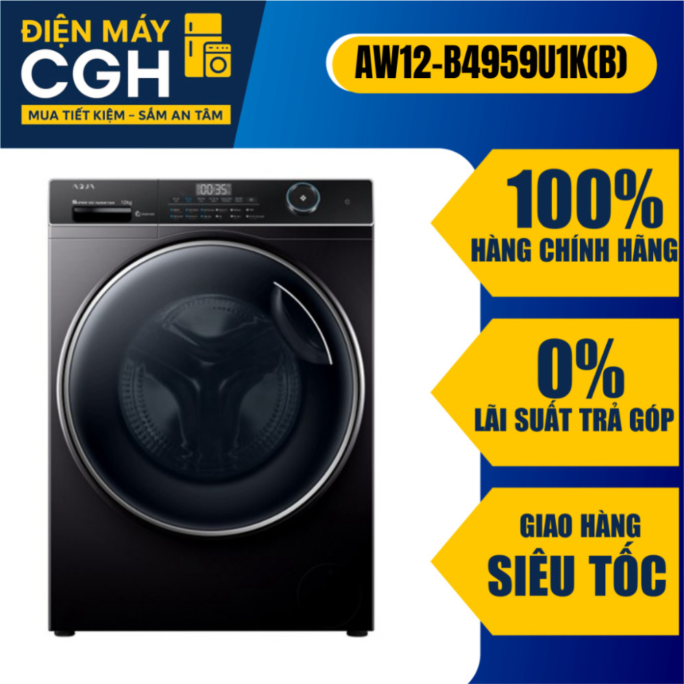 [ Máy giặt Aqua cửa ngang 12 kg giặt ( đen ) AW12-B4959U1K(B) ]