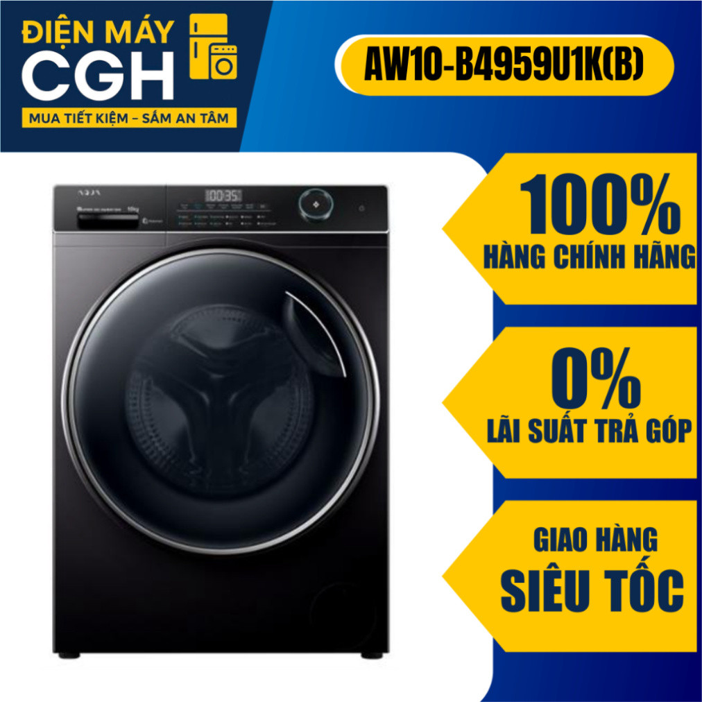 [ Máy giặt Aqua cửa ngang 10 kg giặt ( đen ) AW10-B4959U1K(B) ]