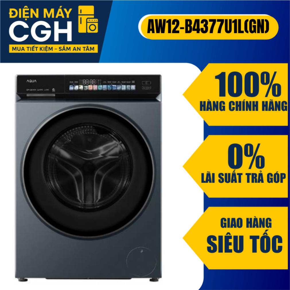 [ Máy giặt Aqua cửa ngang 12 kg giặt AW12-B4377U1L(GN) ]