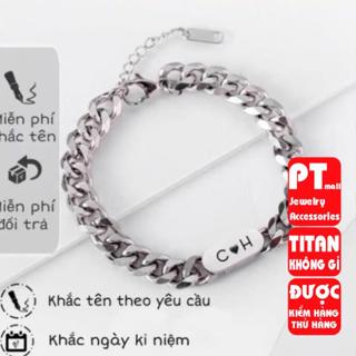    NSFT12P225 Giảm 25K  Lắc tay nam nữ Khắc Tên theo yêu cầu Vòng tay đôi lắc ngắn Shop làm quà tặng couple unisex-LT04 