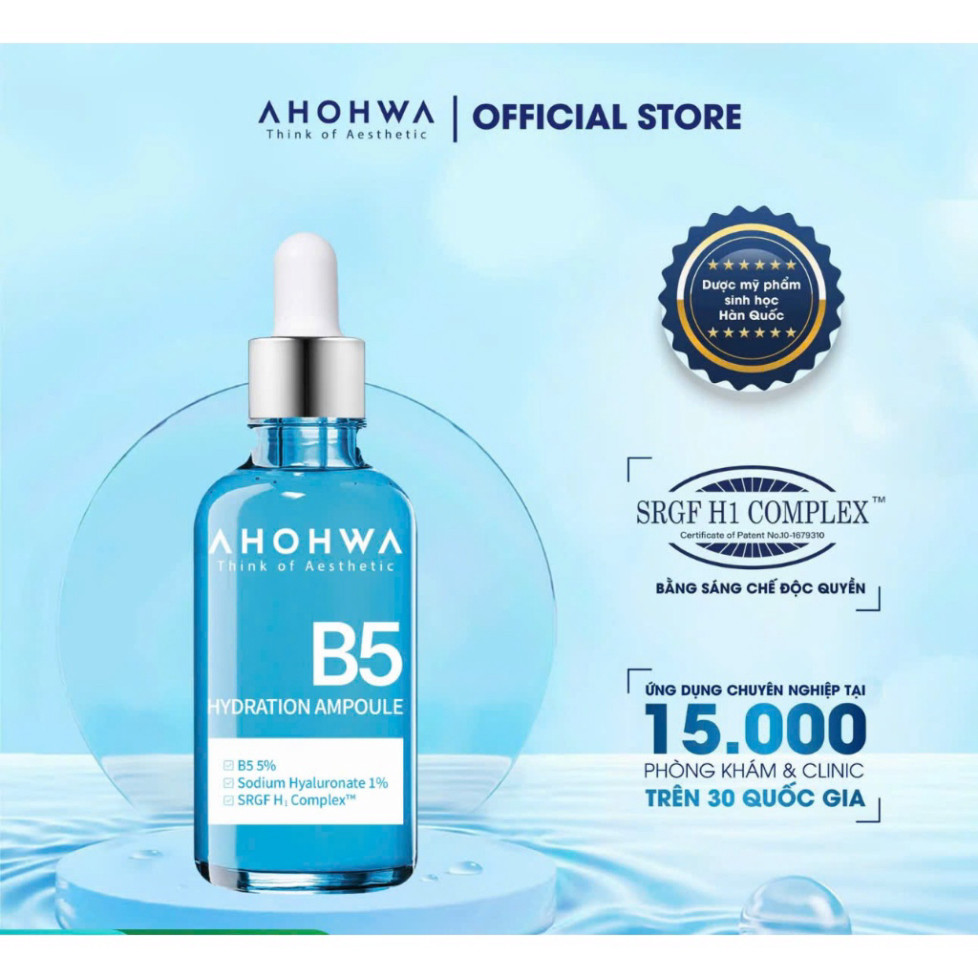 Serum Tinh Chất Phục Hồi Ahohwa Hydration Ampoule B5 50ml – Dưỡng Ẩm, Làm Dịu Da
