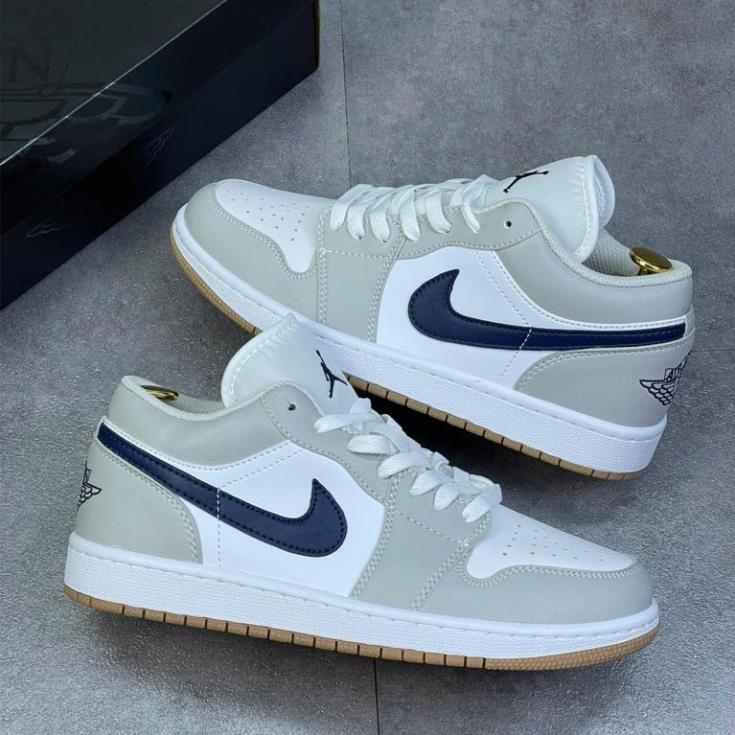 Giày Thể Thao JD1 Low SE  Georgetown _ Giày JD1 Cổ Thấp Màu Xám Vạch Xanh Than