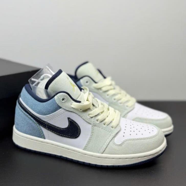 Giày Thể Thao JD1 Low SE Denim Star Bule - Giày JD1 Vải Bò Màu Trắng Xanh