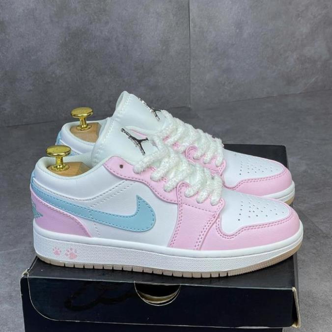 Giày Thể Thao JD1 Low SE Paw Print - Giày JD1 Màu Hồng Trắng Cực Đẹp