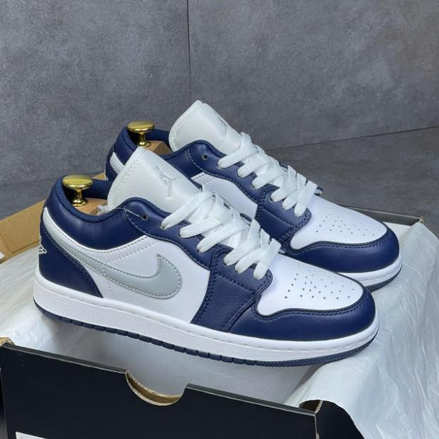 Giày Thể Thao JD1 Low Midnight Navy _ Giày JD1 Cổ Thấp Màu Xanh Than vạch xám