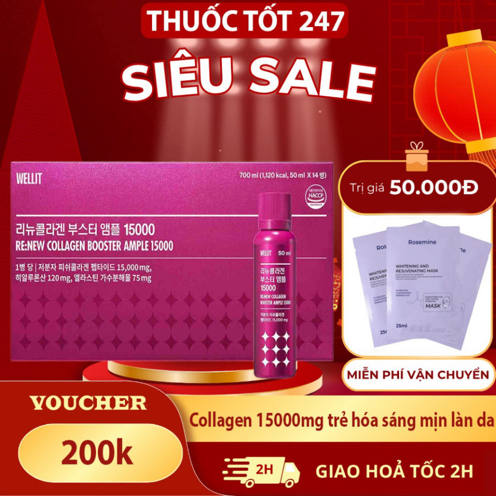 Collagen Booster ample 15000mg wellit trẻ hóa sáng mịn làn da