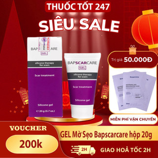 Bapscarcare Gel 20g xóa sẹo lồi, sẹo phì đại, sẹo sau phẫu thuật, Gel Silicone khô nhanh, không nhờn dính THUOCTOT247