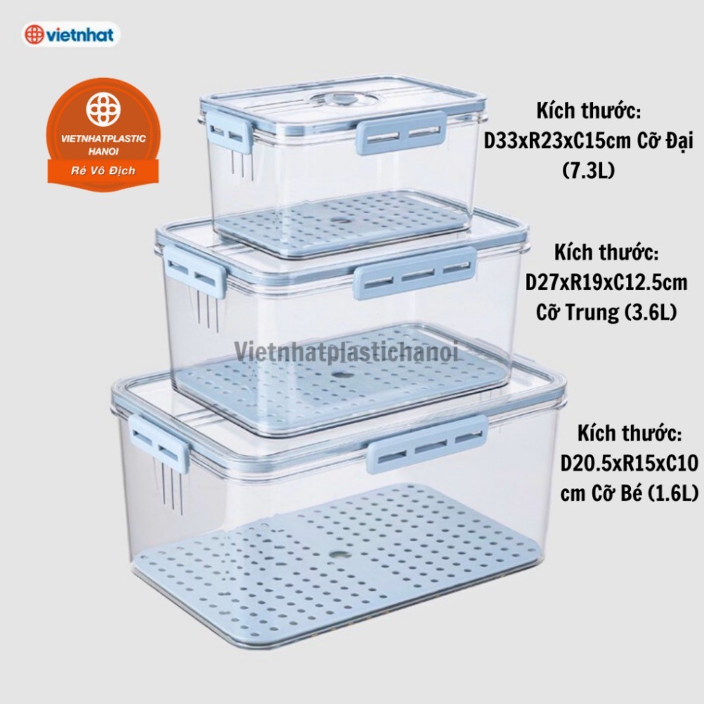 (Có VAT) Bộ 3 Hộp Đựng Thực Phẩm Chữ Nhật Hokori Chính Hãng Việt Nhật 6560