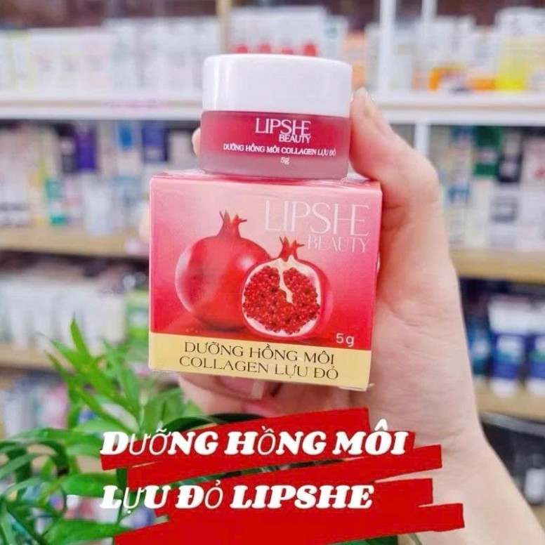 Dưỡng Môi Lipshe Lựu Đỏ Collagen, Dưỡng Môi Lipshe beauty Hủ 5g Chính hãng-Dưỡng Môi Hồng Căng Bóng