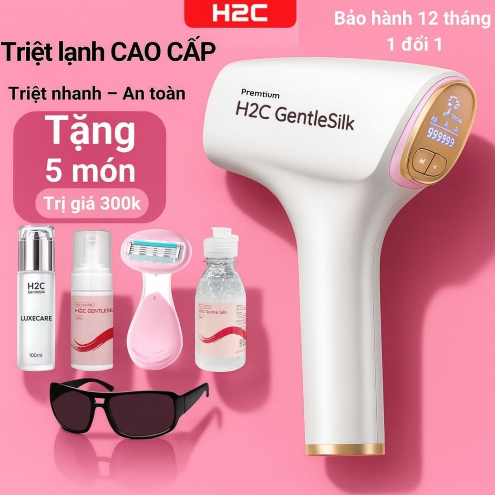 Máy triệt lông lạnh mini cao cấp 9 cấp độ công nghệ IPL đèn thạch anh H2c phiên bản cao cấp nhất mức