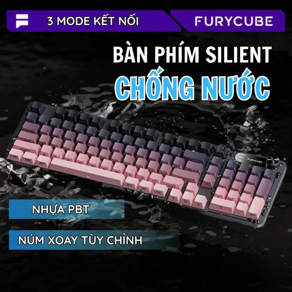 Bàn Phím Không Dây Bluetooth Connect IP98, LED RGB, Có núm xoay, Chống nước, Phím PBT, Chống Ồn-BH12