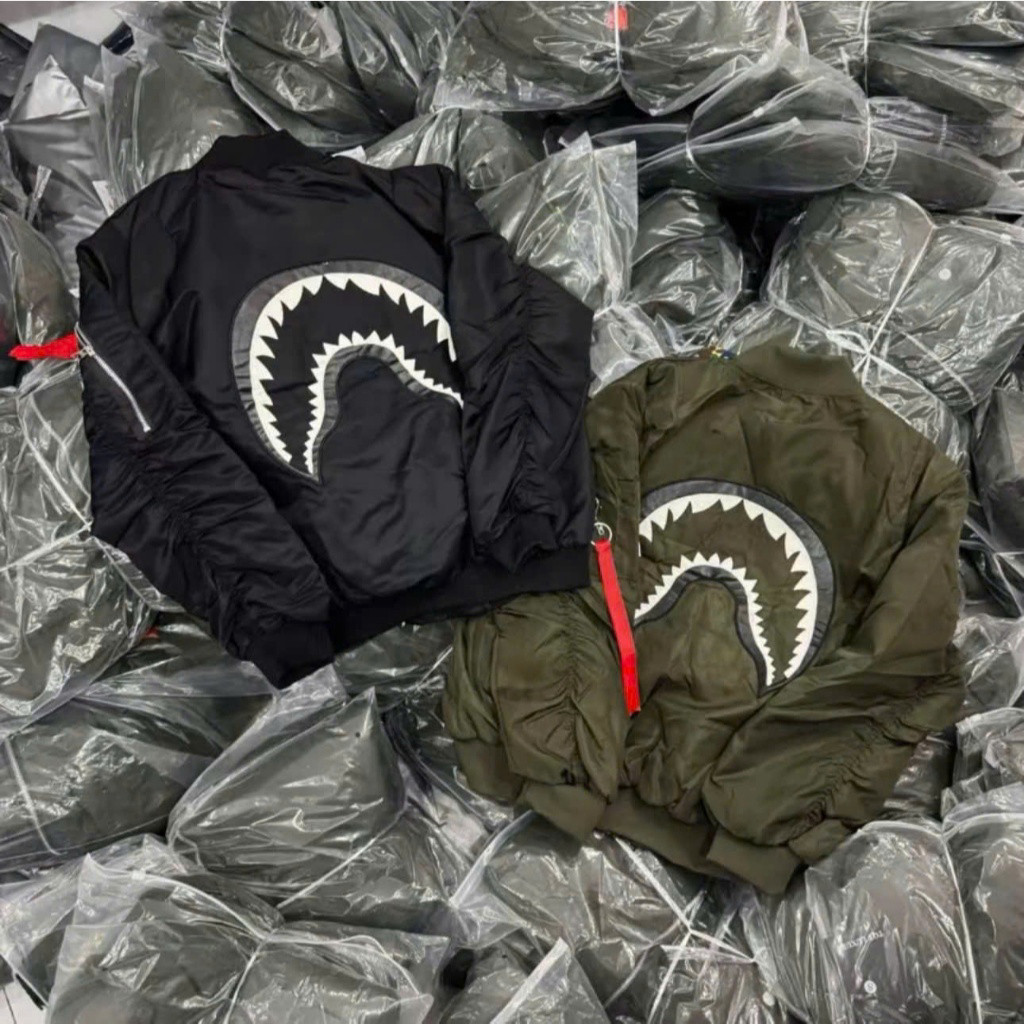 Áo Khoác Trần Bông Cá Mập Bape Lót Cam Hàng 3 Lớp Phong Cách Lịch Lãm Nam Tính Jacket Nam Menswear O