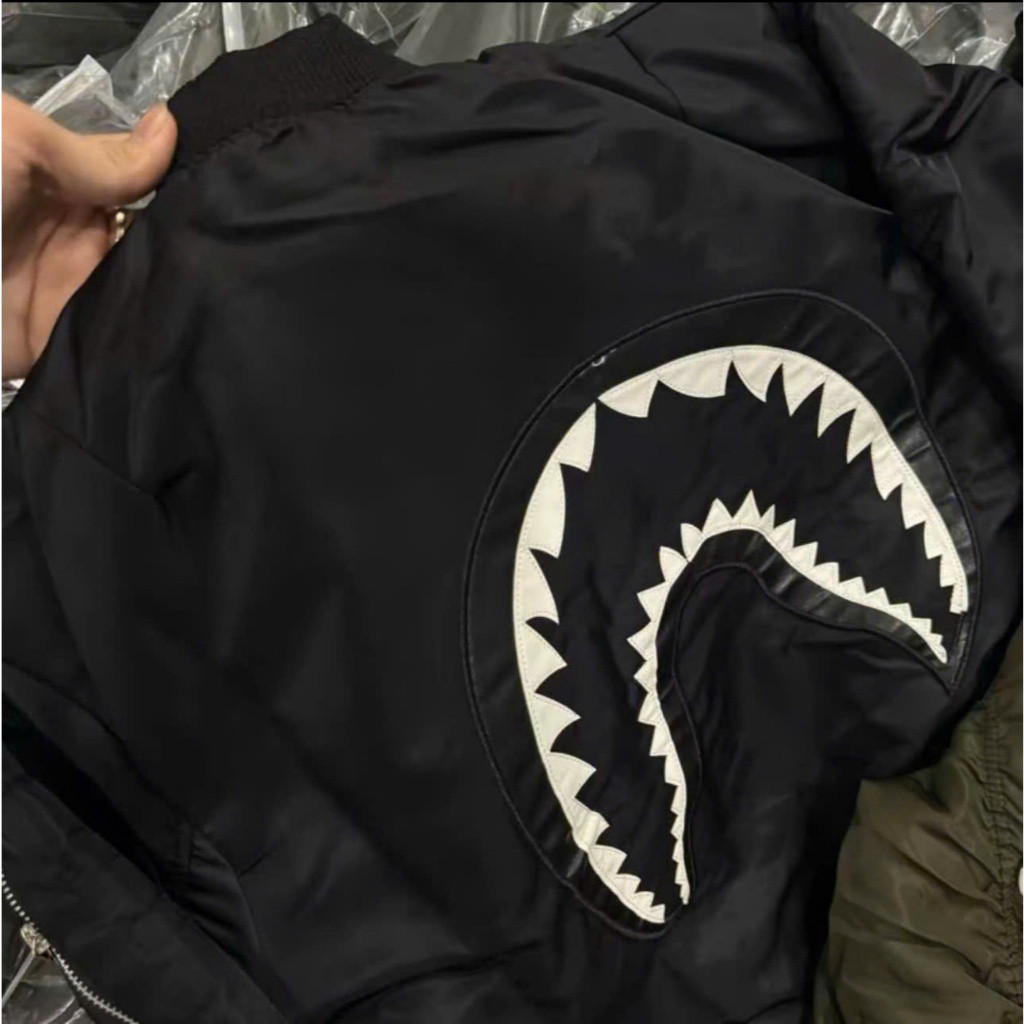 Áo Khoác Trần Bông Cá Mập Bape Lót Cam Hàng 3 Lớp Phong Cách Lịch Lãm Nam Tính Jacket Nam Menswear O