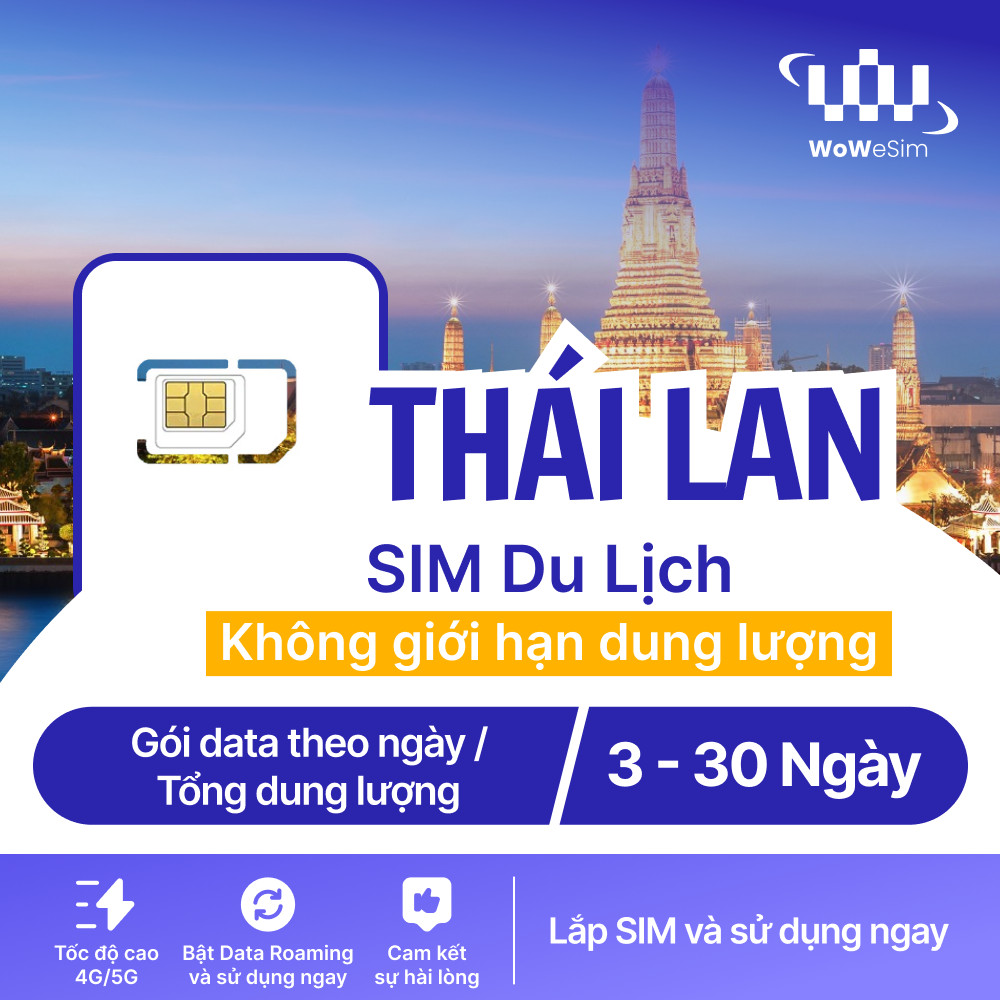 Sim Du Lịch Thái Lan Tốc Độ Cao Không Giới Hạn Dung Lượng 4G/5G | 3-10 Ngày