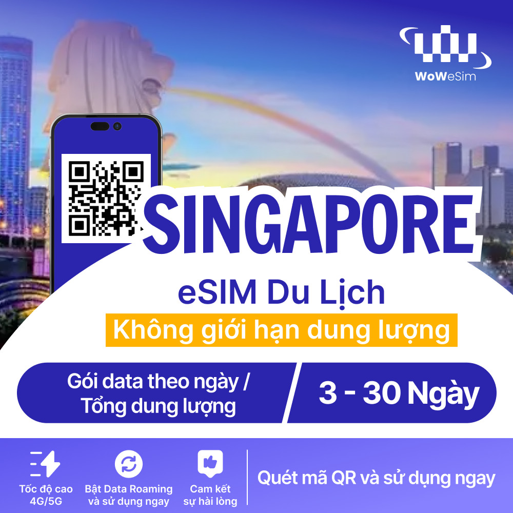 [ESIM] eSim Du Lịch Singapore Gói 3/5/7 Ngày| Mạng Singtel Tốc Độ Cao 4G