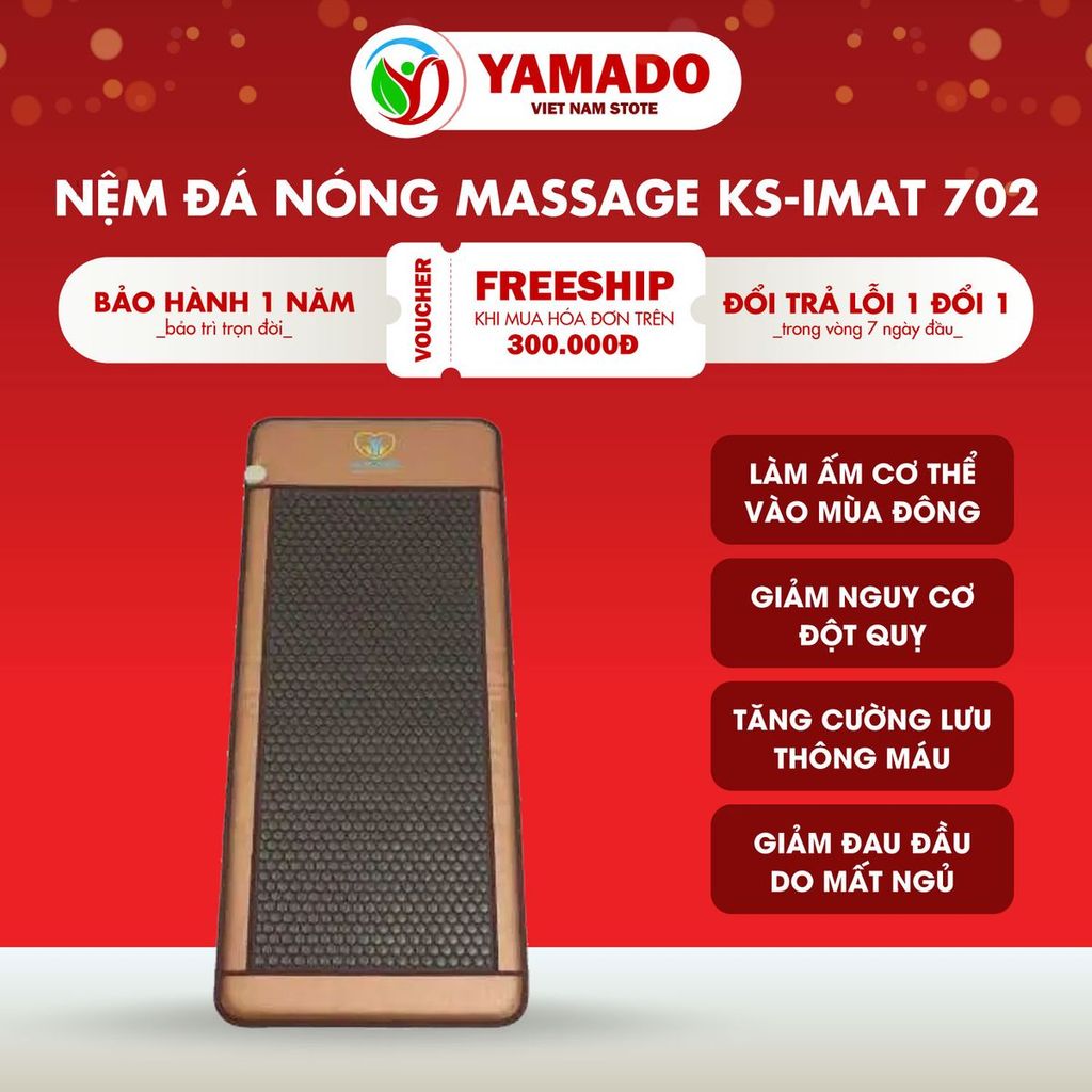 Nệm Đá Nóng Argeta KENSONIC KS- IMAT 702, Thiết Kế Màu Đen, Làm Ấm Toả Nhiệt Cơ THể, Cải Thiện Giấc 