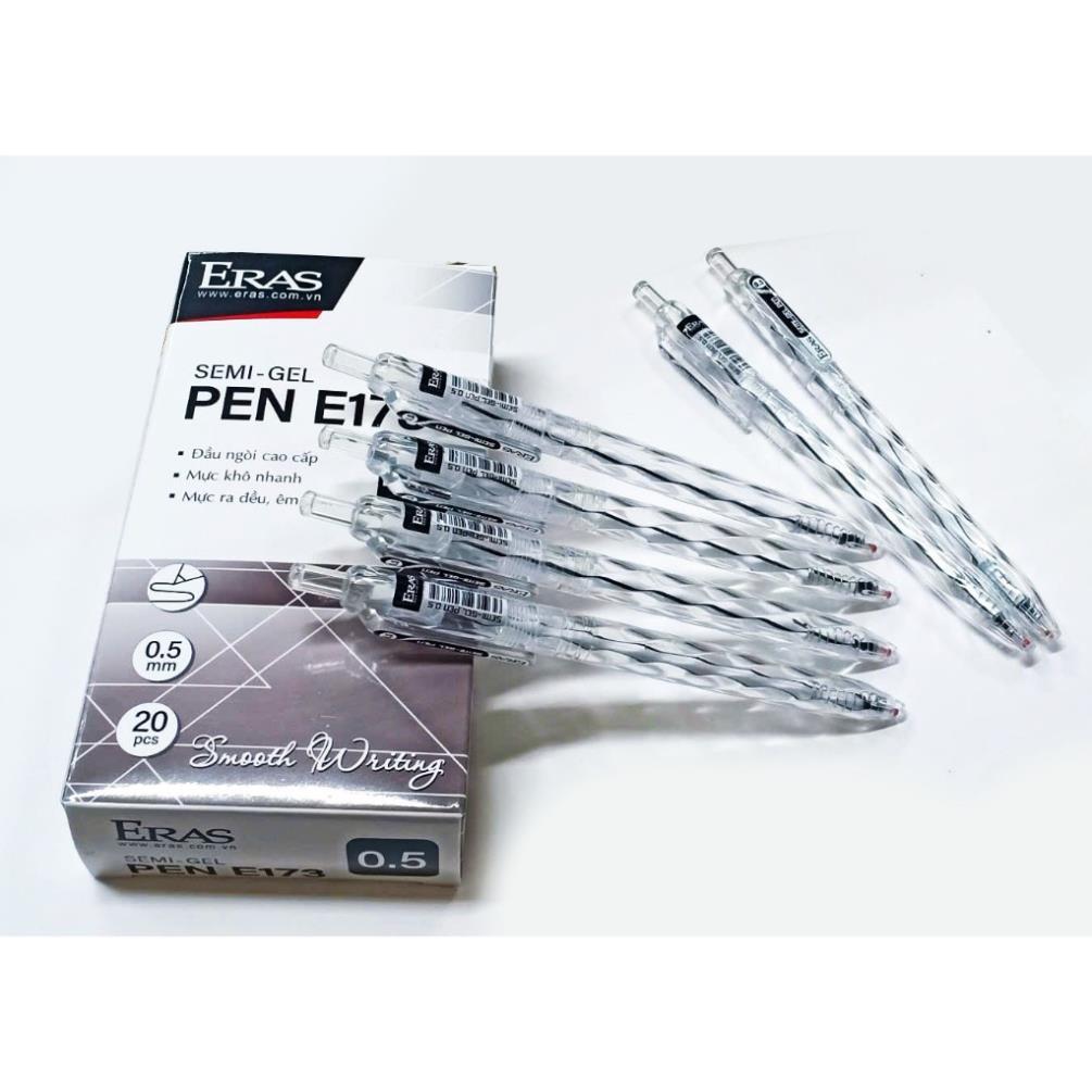 [ERASVN] Hộp 20 Chiếc Bút Bi Bấm Thân Trong Eras E173, Bút có định vị- Viết êm trơn