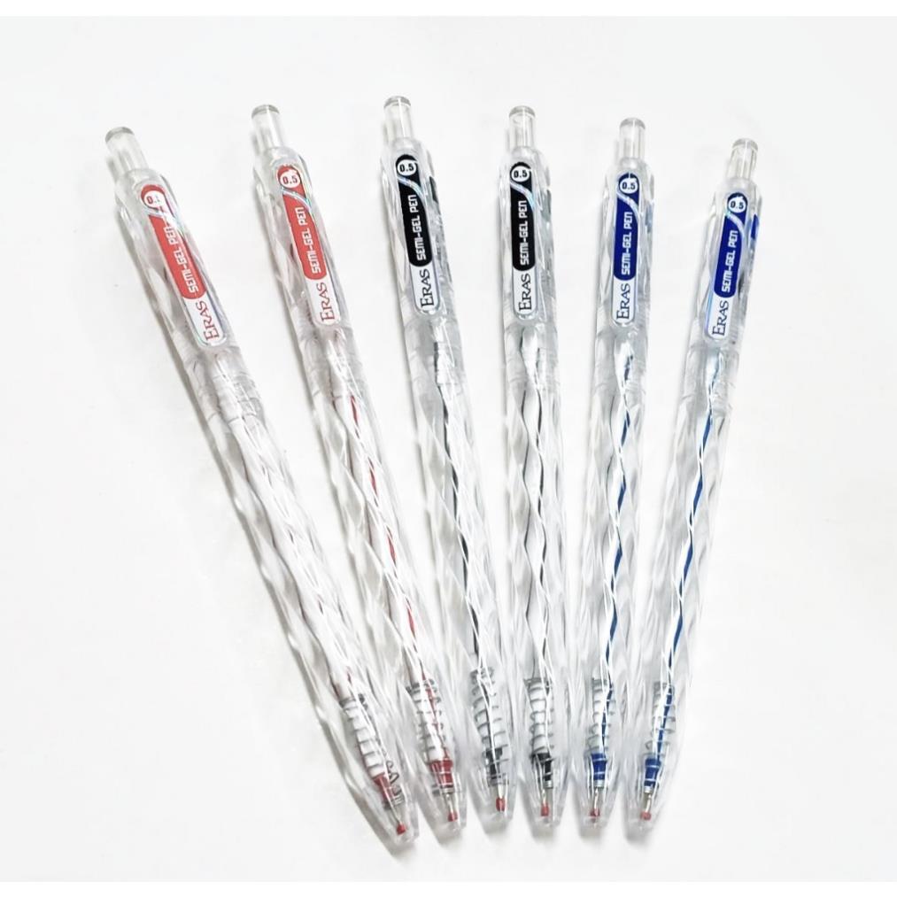 [ERAS] CB 10 Chiếc Bút Bi Bấm Thân Trong Ngòi 0.5mm Eras E173, Tay cầm định vị êm trơn