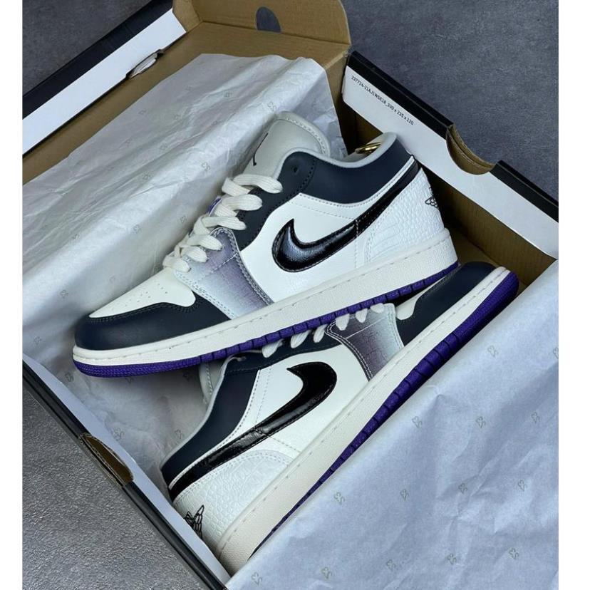 Giày Thể Thao JD1 Low SE Punk Rock _ Giày JD1 Màu Tím Trắng Da Rắn CỰc CHất