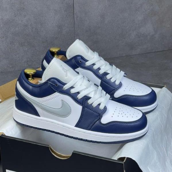 Giày Thể Thao JD1 Low Midnight Navy _ Giày JD1 Cổ Thấp Màu Xanh Than vạch xám