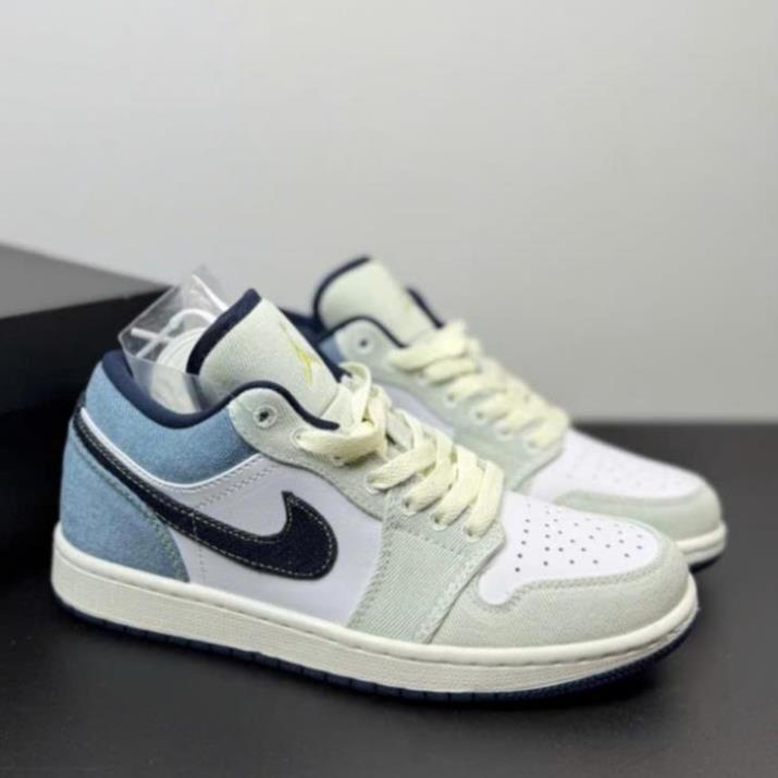 Giày Thể Thao JD1 Low SE Denim Star Bule - Giày JD1 Vải Bò Màu Trắng Xanh