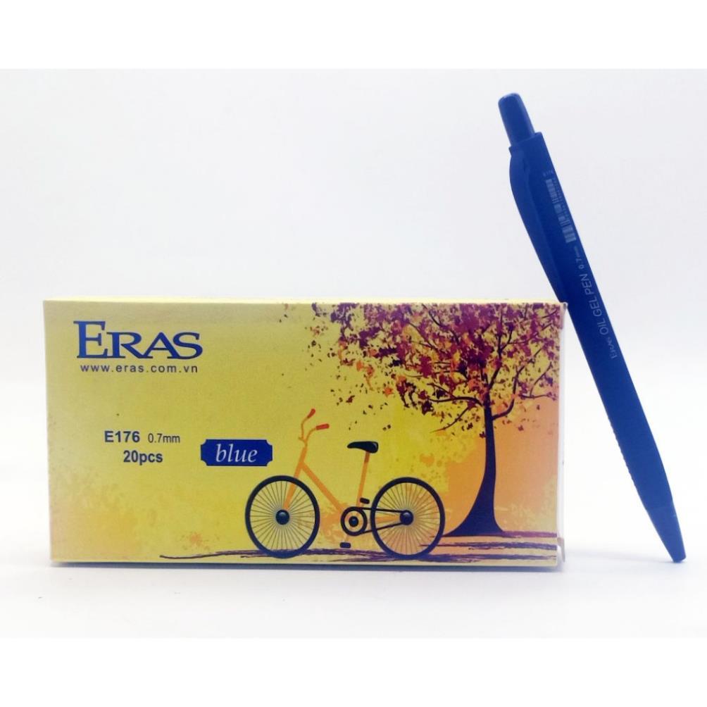 [ERAS] Hộp 20 Chiếc Bút Bi Tam Giác Thân Nhung Ngòi 0.7mm Eras E176,E178 (Xanh/Đen)